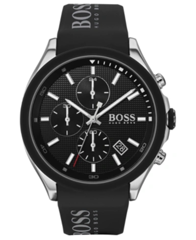 Shop Hugo Boss Boss Men's Chronograph Velocity Black Silicone Strap Watch 45mm