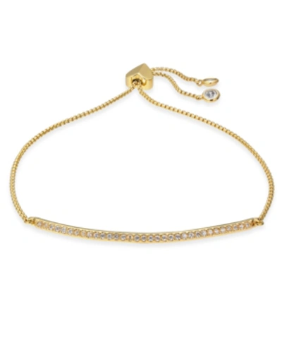 Shop Kate Spade Pave Bar Slider Bracelet In Clear/gold
