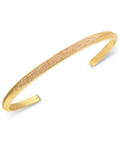 Shop Kate Spade Pave Cuff Bracelet In Clear/gold