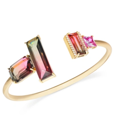Shop Kate Spade Pave & Ombre Crystal Cuff Bracelet In Pink Multi