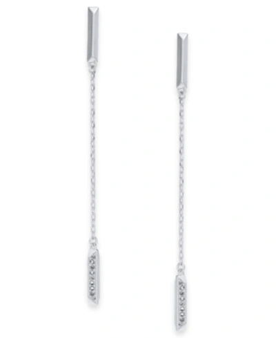 Shop Kate Spade Pave Bar Linear Drop Earrings In Clear/silver
