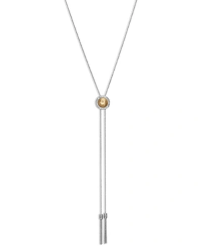 Shop Lucky Brand Two-tone Hematite-pave & Chain Tassel Reversible Lariat Necklace, 33" + 2" Extender