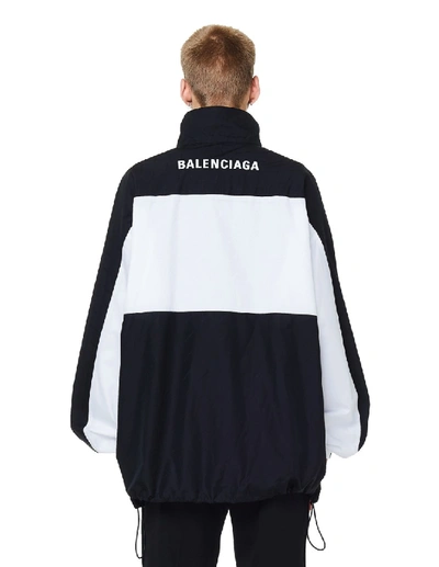 Shop Balenciaga Jacquard Poplin Zip-up Track Jacket In Black