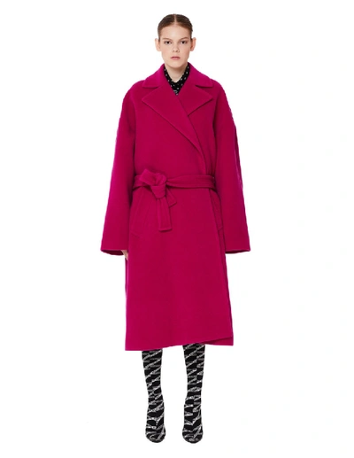 Shop Balenciaga Pink Baby Camel Wrap Trench Coat