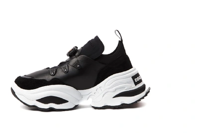 Shop Dsquared2 Black Leather The Giant Sneakers