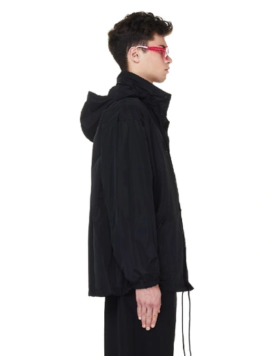 Shop Balenciaga Signature Hooded Windbreaker In Black