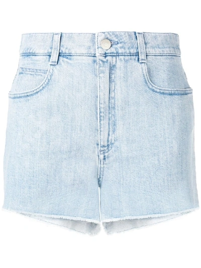 Shop Stella Mccartney Blue Women's High Rise Denim Shorts In White