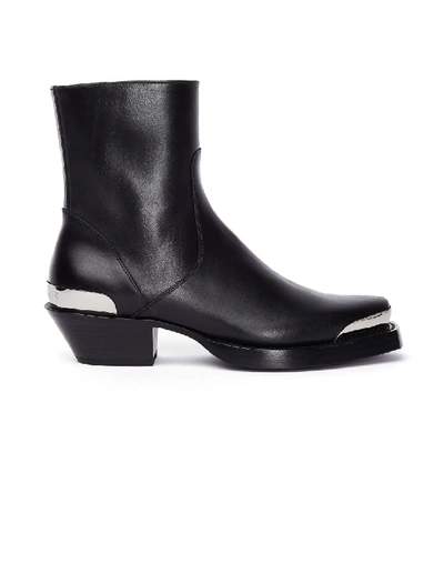 Shop Vetements Black Leather Cowboy Boots
