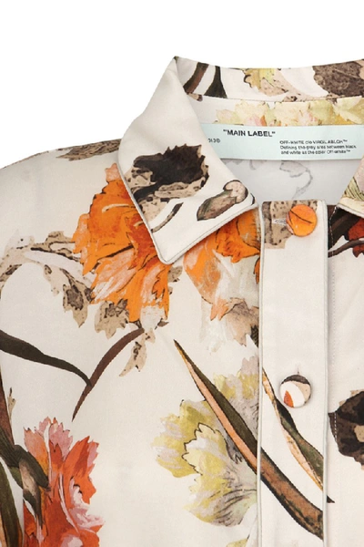 Shop Off-white Floral Pajama Shirt In Neutrals