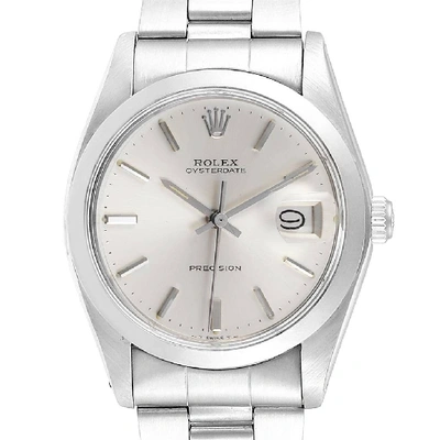 Shop Rolex Oysterdate Precision Steel Silver Dial Vintage Mens Watch 6694