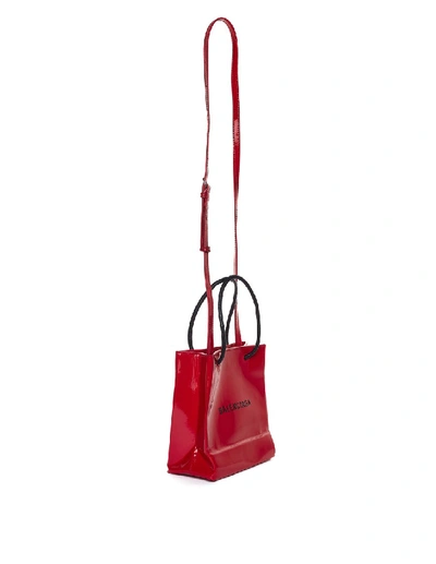 Shop Balenciaga Red Patent Leather Shopping Tote Xxs