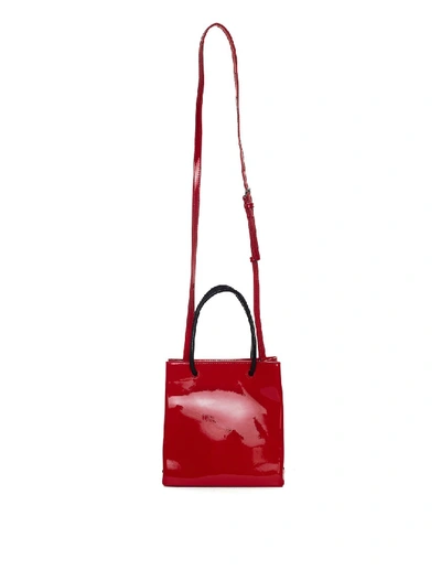 Shop Balenciaga Red Patent Leather Shopping Tote Xxs