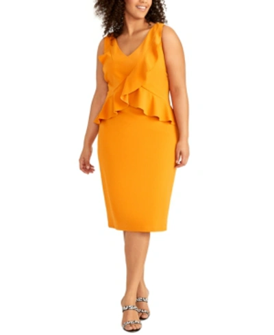 Shop Rachel Rachel Roy Plus Size Asymmetrical Ruffle-trim Dress In Autumn Glow