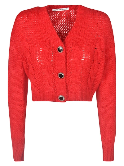 Shop Alessandra Rich Cropped Cardigan In Red