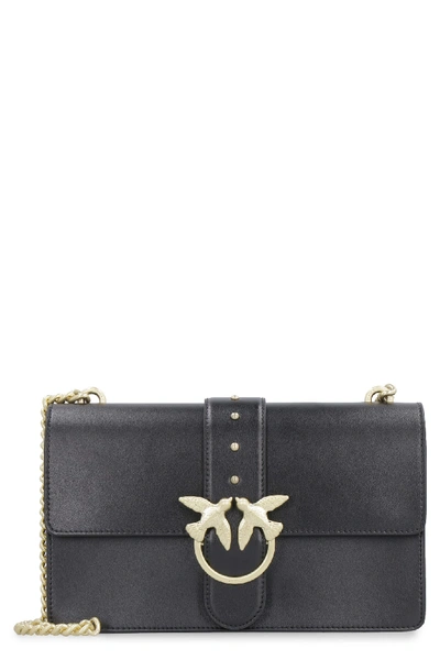 Shop Pinko Love Simply Leather Shoulder Bag In Black