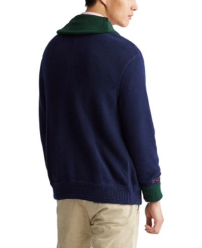 Shop Polo Ralph Lauren Men's Cardigan Sweater In Hunter Navy/college Green