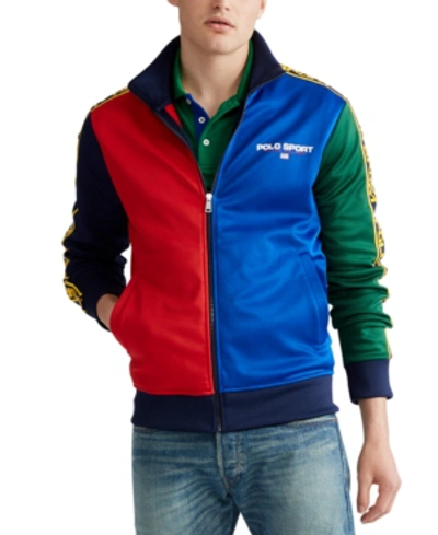 Shop Polo Ralph Lauren Men's Polo Sport Tricot Fleece Track Jacket In Cruise Navy Multi