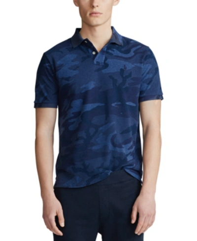 Shop Polo Ralph Lauren Men's Classic Fit Camo Mesh Polo Shirt In Rl Blue Camo Heather