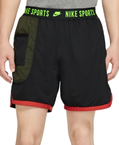 Shop Nike Men's Sport Clash Flex Dri-fit Training Shorts In Black/seq/red