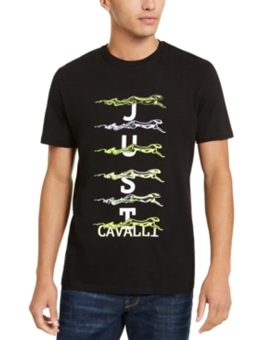 Shop Just Cavalli Men's Running Cheetah Graphic T-shirt In Black