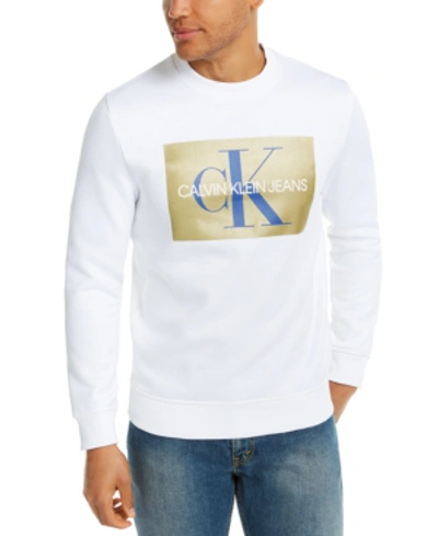 Shop Calvin Klein Jeans Est.1978 Men's Monogram Sweatshirt In Brilliant White