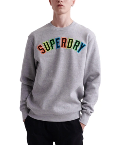 Shop Superdry Men's Applique Sweatshirt In Varsity Silver Grit