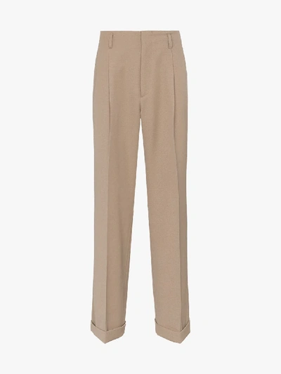Shop Gucci Relaxed Turn-up Cuff Trousers In Neutrals