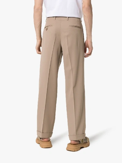 Shop Gucci Relaxed Turn-up Cuff Trousers In Neutrals