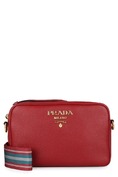 Shop Prada Leather Crossbody Bag In Red