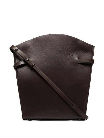 BROWN MIDI SATCHEL LEATHER SHOULDER BAG