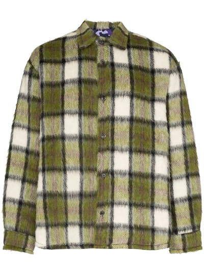 Shop Duo Oversized Checked Shirt In Green
