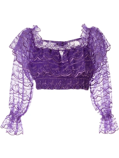 Shop Alice Mccall Satellite Of Love Cropped Lace Top In Purple