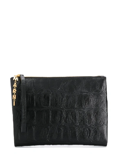 Shop Marni Logo Charm Clutch In 00n99  Black