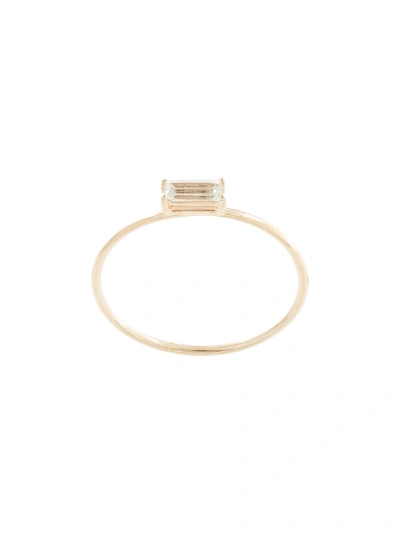 Shop Natalie Marie 9kt Yellow Gold Horizontal Baguette-cut Green Amethyst Ring