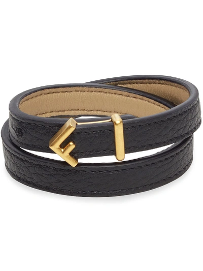 Shop Fendi Logo Wrap Bracelet In Black
