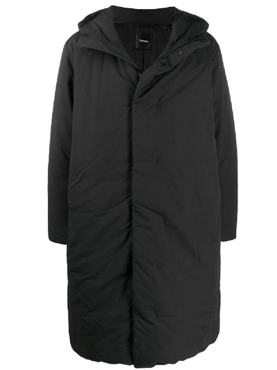 Shop Theory Padded Hooded Coat In Black