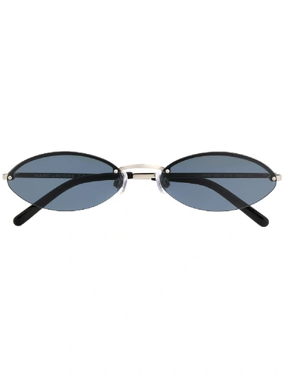 Shop Marc Jacobs Oval Frame Sunglasses In Black