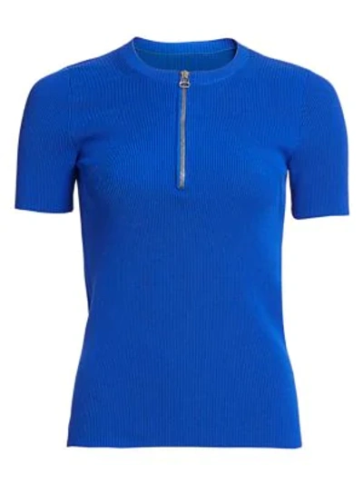 Shop Helmut Lang Zip Crewneck Tee In Azurite