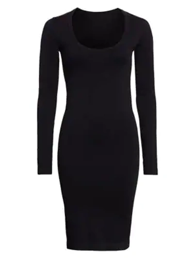 Shop Helmut Lang Scoopneck Bodycon Dress In Black