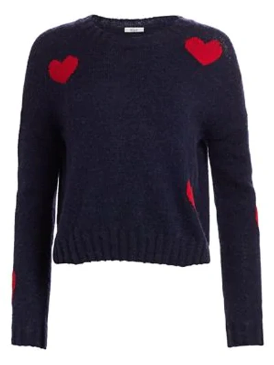 Shop Rails Perci Wool-blend Heart Sweater In Navy Scarlet