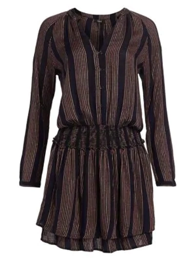 Shop Rails Jasmine Metallic Striped Blouson Dress In Midas Stripe