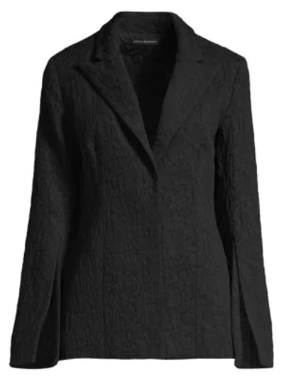 Shop Josie Natori Textured Split Sleeve Blazer In Black