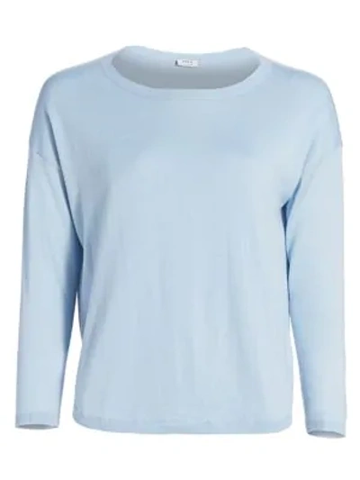 Shop Akris Punto Rounded Wool Knit Pullover Sweater In Sky Blue