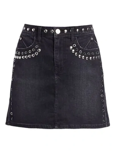 Shop Current Elliott Grommet & Stud Denim Mini Skirt In Luminary With Stud