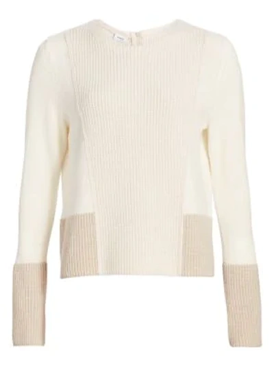 Shop Akris Punto Patchwork Rib-knit Wool & Cashmere Sweater In Alabaster