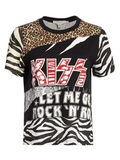 Shop Alice And Olivia Patchwork Kiss Graphic Tee In Multi