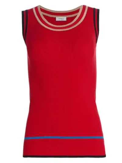 Shop Akris Punto Multi-color Sleeveless Stretch-wool Knit Top In Luminous Red