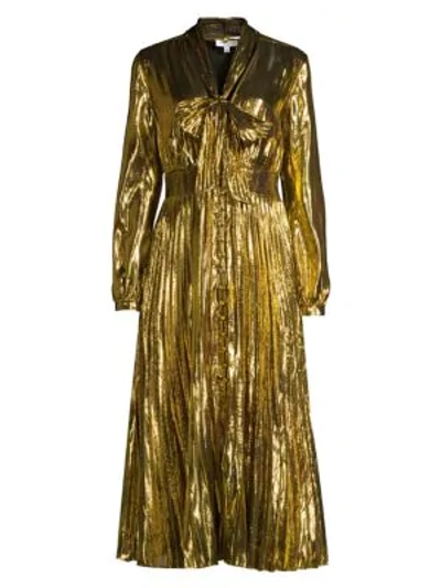 Shop Equipment Macin Metallic Midi Dress In Metallic Gold