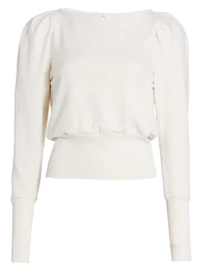 Shop Ag Walker Puff-sleeve Cotton Sweatshirt In Ivory