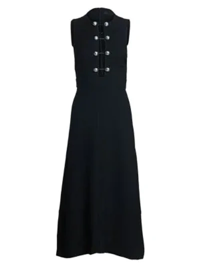 Shop Proenza Schouler Sleeveless Barbell Front Crepe Midi Dress In Black